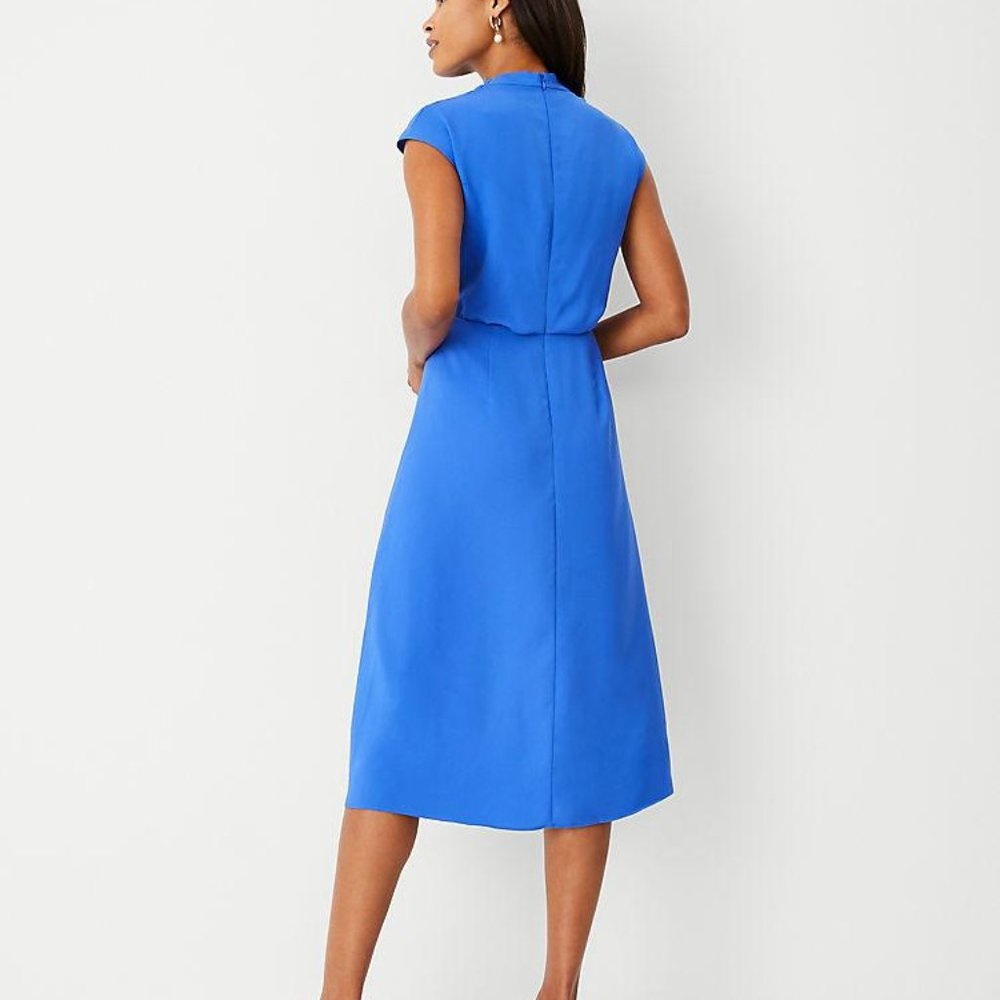 Ann Taylor Mock Neck Midi Flare Dress New - Picture 2 of 4